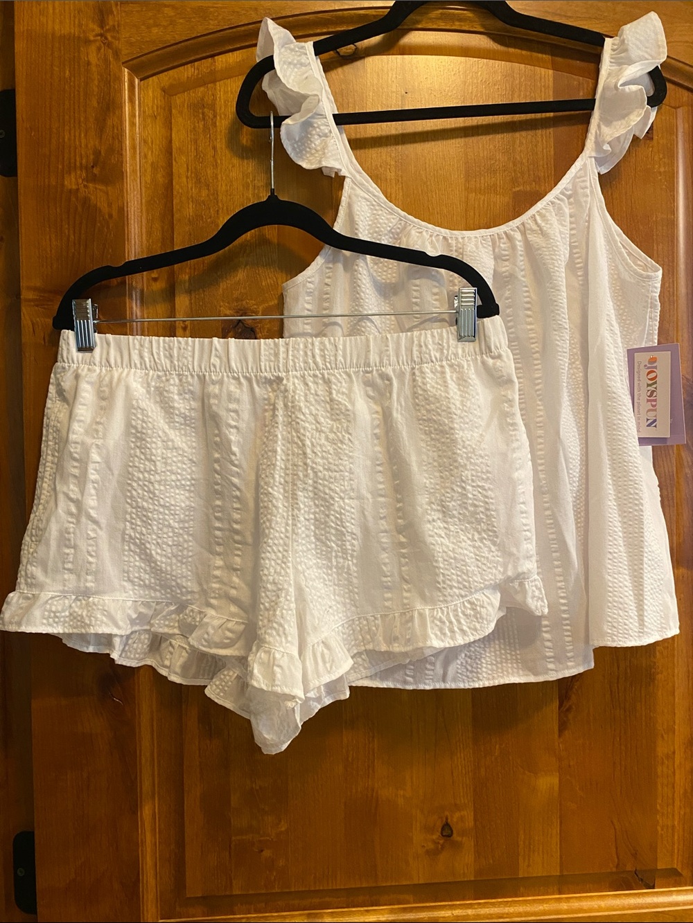 NWT 🤍 “Joyspun” White Ruffled Tank & Short Sleep Set